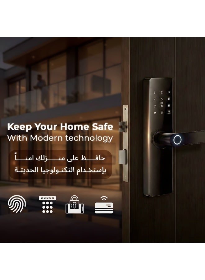 كويك قفل باب ذكي ببصمة الاصبع الدخول بدون مفتاح مع مقبض الكتروني برمز مع لوحة مفاتيح - Image 3